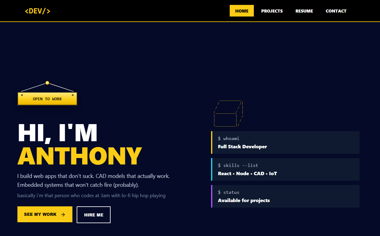 AnthonyDev - Full Stack Developer Portfolio